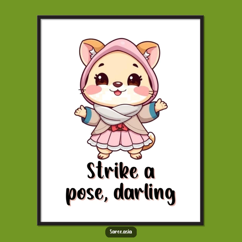 Funny Posing Animal Digital Art Print: Bring Runway Style to Your Digital Space