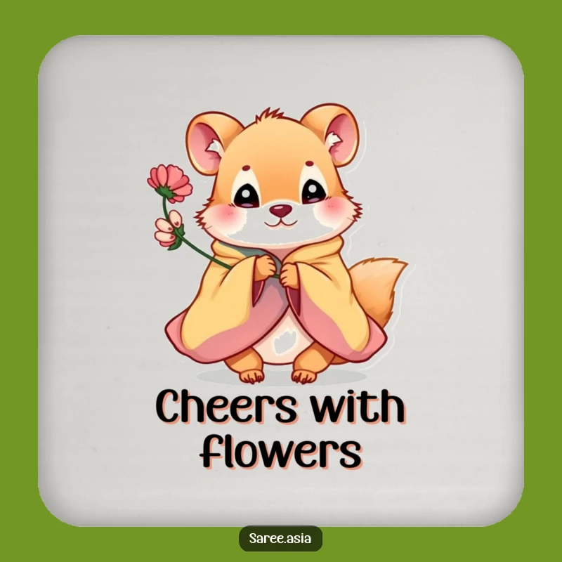 Funny Flower Offering Animal Drink Coaster: Protect Surfaces with Sweetness