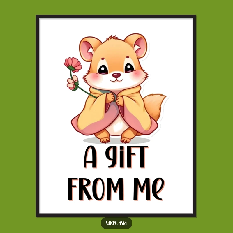 Funny Flower Offering Animal Poster: Bring Sweetness and Smiles to Your Walls