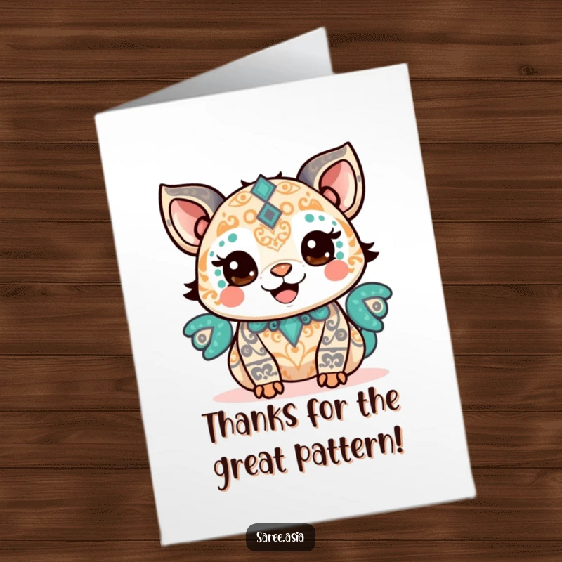 Funny Free Printable Thank You Card: Happy animal with intricate patterns beaming with pride, conveying sincere thanks.