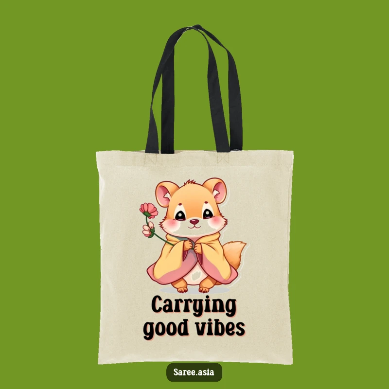 Funny Flower Offering Animal Tote Bag: Carry a Bloom of Happiness